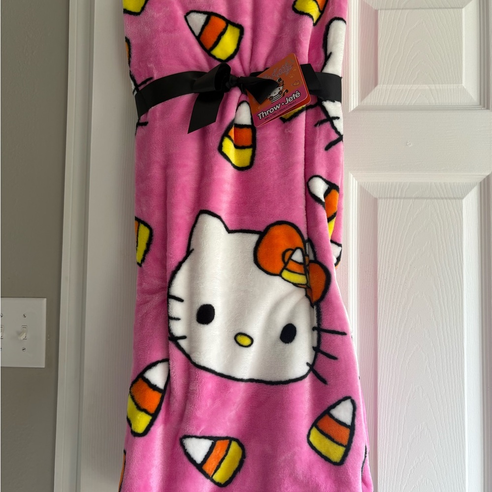 Halloween Hello Kitty Pink Candy Corn Blanket